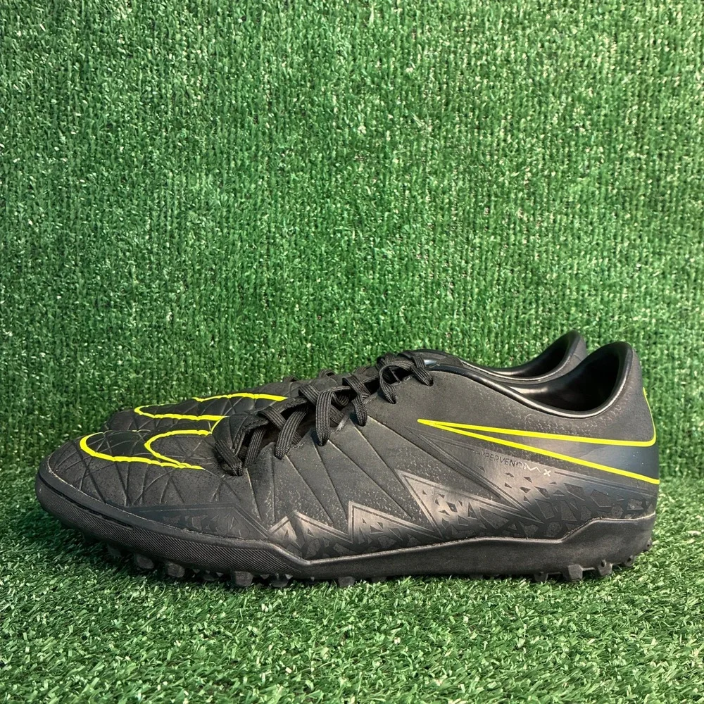 Nike Hypervenom X Phelon II TF Turf Soccer Cleats Shoes Black Volt Mens Size 13